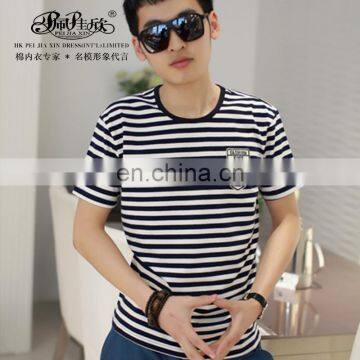 Peijiaxin Latest Design Cotton Man China Plain Wholesale Striped T-shirt photo-1