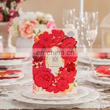 Greeting Card 6027 Elegant Red Flower Wedding Invitation Cards