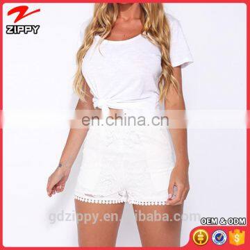 2016 New Fashion White Beach Lace Shorts Women