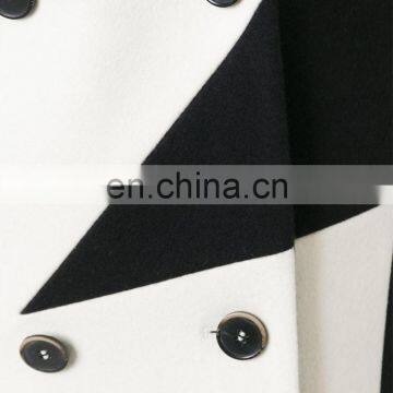 China Clothing Supplier Custom Female Wool Coat Notched Collar With Contrast Star Women's Coat photo-5
