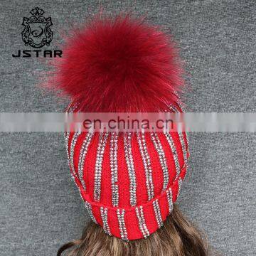 Colorful Knitted Fashion Leisure Warm Real Fur Pom Pom Winter Women Hat photo-4