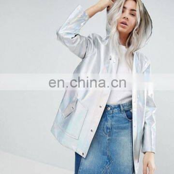 2016 New fashion winter women sliver metallic jacket slim long coat jacket from China