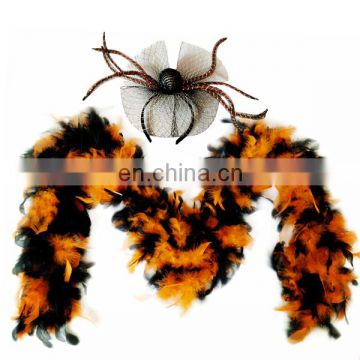 Halloween party decoration colorful feather scarf and spide headband kits