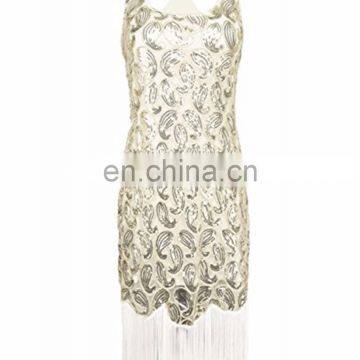 BestDance Women's 1920s Sequined Paisley Pattern Fringe Dress Gatsby Party Flapper Dress OEM