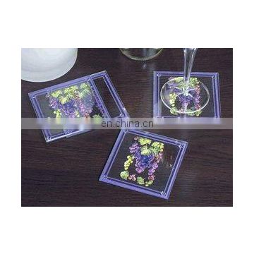 Grape Motif Glass Coaster Set