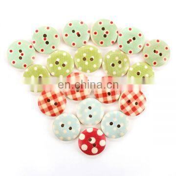 Mixed Multicolor 15mm 2 Holes Polka Dot Small Polka Dot Rustic Plaid Handmade Diy Accessories Small Wooden Buttons