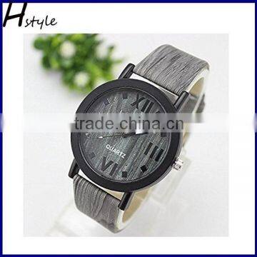 Unisex Roma Dial Round Table Teak Wood Grain Strap Quartz Analog Wrist Watch WP0001