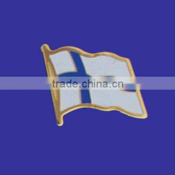 Custom design high quality cloisonne hard enamel filled Finland World Flag Lapel Pin