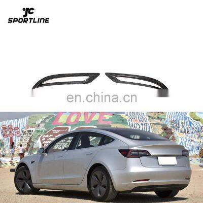 Dry Carbon Fiber Rear Bumper Reflector Exterior Trims for Tesla Model 3 Electric 2016-2020