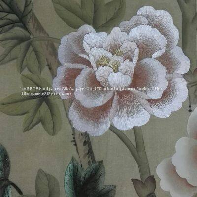 Hand Embroidered Silk Wallpaper photo-3