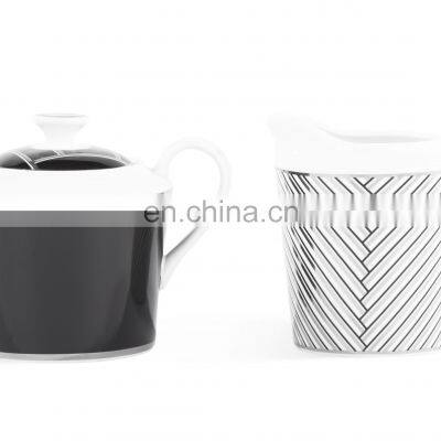 Nordic Black Creative Line Ceramic Coffee Mug Tea Cup Dinner Plate Porcelain For Top Table Ware photo-3