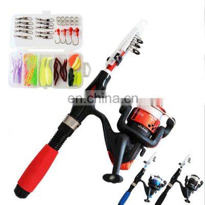 Fast delivery Mini fishing kit children easy carry Telescopic Fishing Combo Fishing Rod and Reel Set