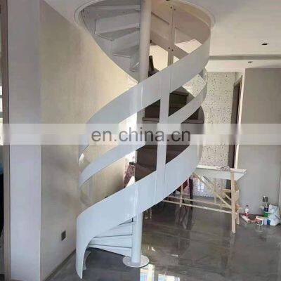 Modern design Carbon Steel stainless steel Wooden tread outdoor / indoor spiral staircase