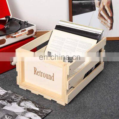 50-70 Albums Vinyl Record Holder Pine Wood Crate