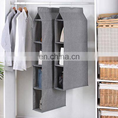 Long Soft Fabric Over Closet Rod Hanging Storage Organizer With Dividers for Clothes, Leggings, Lingerie, T Shirts ,Bag photo-4