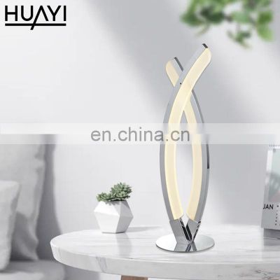 HUAYI New Art Style Living Room Office Decoration Iron Aluminum Acrylic LED Table Lamp