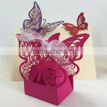 Wholesale Korean Laser Cut Butterfly Candy Box Wedding Invitation With Ribbon