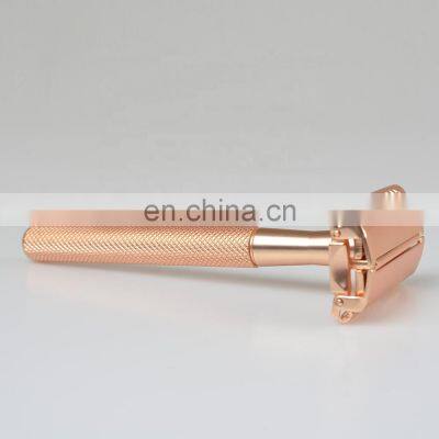 Kinghood Metal Matte Rose Gold Stainless Steel Custom Double Edge Safety Shaving Razor For Men photo-3