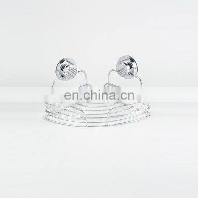 Hot Sales Diamond Series Suction Cup Corner Shower Caddy Iron Wire Rack Bathroom Corner Shelf photo-3
