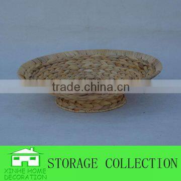 Round Natural Water Hyacinth Woven Table Fruit Tray