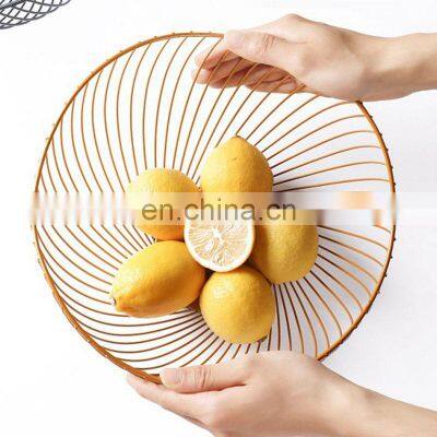 European Nordic Creative Luxury Decorated Wire Veg Mesh Gift Stand Gold Black Countertop Fruit Wash Basket