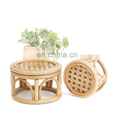 Hot Sale Set of 2 Vintage Plant Stand Rattan Wicker Basket Decor Table Cheap Wholesale made in Vietnam