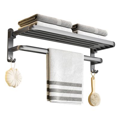 Bathroom Towel Rack Hanger Holder Organizer Space aluminum Wall-Mounted Swivel towel rack