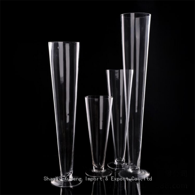 Transparent Trumpet Glass Vase For Wedding Centerpiece Table Decoration