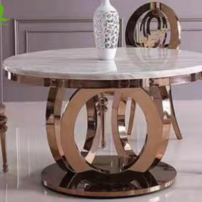 High Quality Marble Top Dining Room Table Indoor Dining Table Modern Home Furniture Metal Stainless Steel