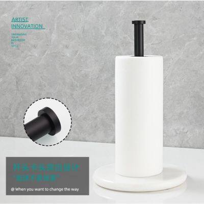 Nordic kitchen tissue holder brushed gold dining table vertical roll paper holder plastic wrap storage hole-free tissue holder