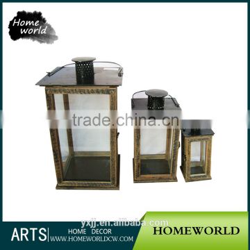 S/3 professional modern design windproof elegant wooden outdoor yard lantern