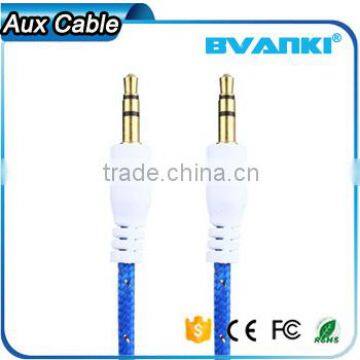 New Premium 2016 Fabric Braided Flat AUX Cable For IPod Iphone MP3 Audio Cable 3.5mm for Samsung Galaxy j3 Free Samples photo-2