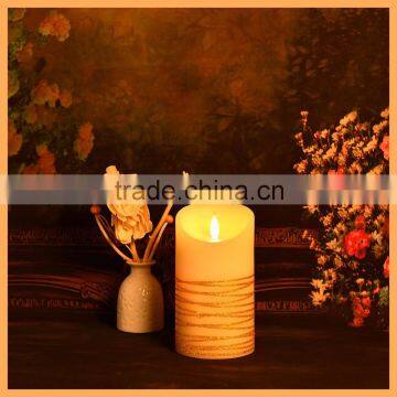 Remote Control Set of 3 Real Wax Flameless LED Pillar Candles photo-5