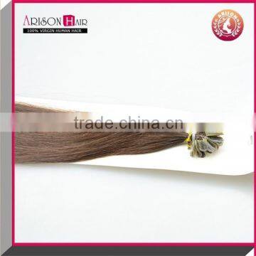 Arisonhair wholesale cheap hair extensions keratin tipped fusion nail tip brazilian human hair extension 0.8g/1g per strand