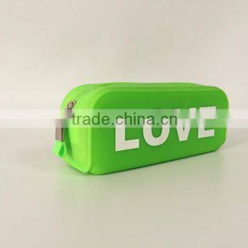 Osini Logo printing Custom fluorescent colours silicone zipper pencil case pouch bag for shool & office