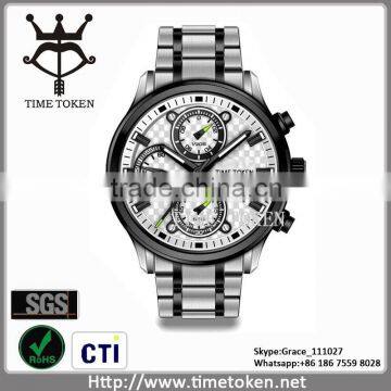 Luxury High Quality OEM Men Watch Chronograph Stainless Steel Band