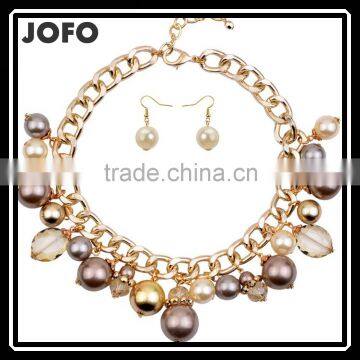 Elegant Imitation Pearl 18K Gold Plated Top Crystal Jewelry Sets