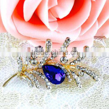 Elegant Shape Brooch Pin with Crystal, Sapphire Crystal Pin Brooch with Rhinestone, Sapphire Brooch Pin for wedding dress