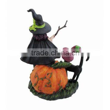 Halloween Sexy Witch Figurine With Black Cat