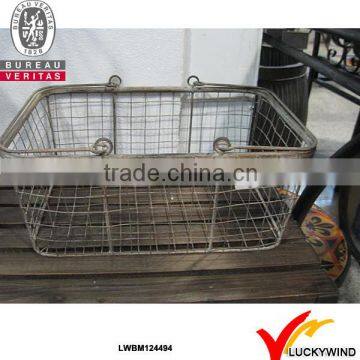 Rustic Double Handles Metal Handmade Decorative Wire Basket