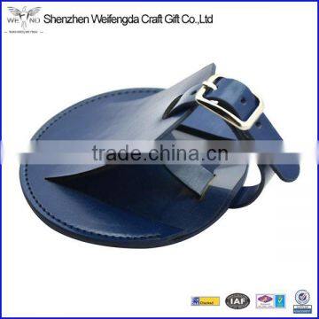 Custom blue cheap round shape PU luggaga tags