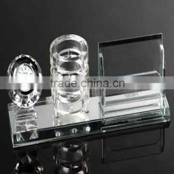 Crystal single pen holder, crystal clock pen holder