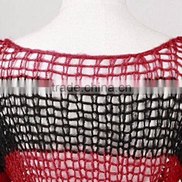 PM-004 Branded Red and Black Fashion Punk Rave Broken Pullover Striped Sweater photo-5