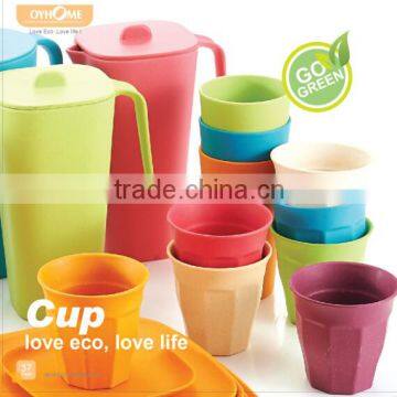 Bamboo fibre food grade colorful design water 250ml cup