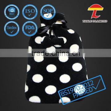 dotted soft coral fleece hot water bottle cover back belt