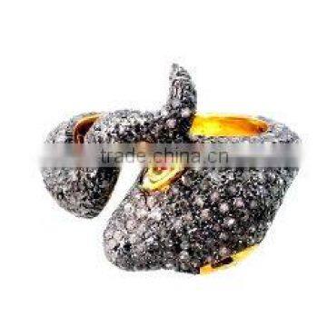 Unique Style Good Quality 925 Sterling Silver Ruby Ring, Pave Diamond Silver Snake Ring Handmade Jewelry