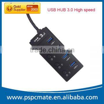 High Speed 5Gbps Computer 4 Port Usb 3.0 Hub with power switch