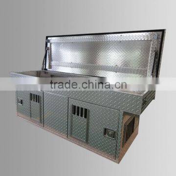 Crossover Dual Compartment Custom Aluminum Truck Dog Box With Top Storage