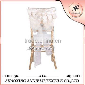 Fancy petal taffeta chair cap and organza sashes