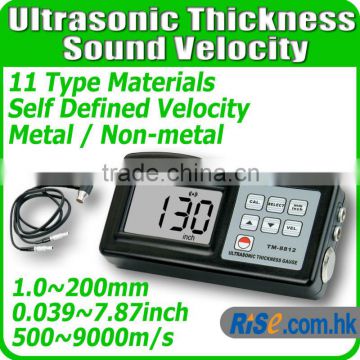 Digital Ultrasonic 1~200mm Metal Non-Metal Thickness Gauge Meter Tester